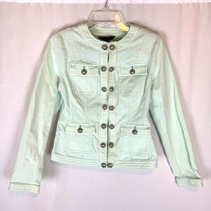 WHBM Denim Military Style Jacket Light Blue Size 6